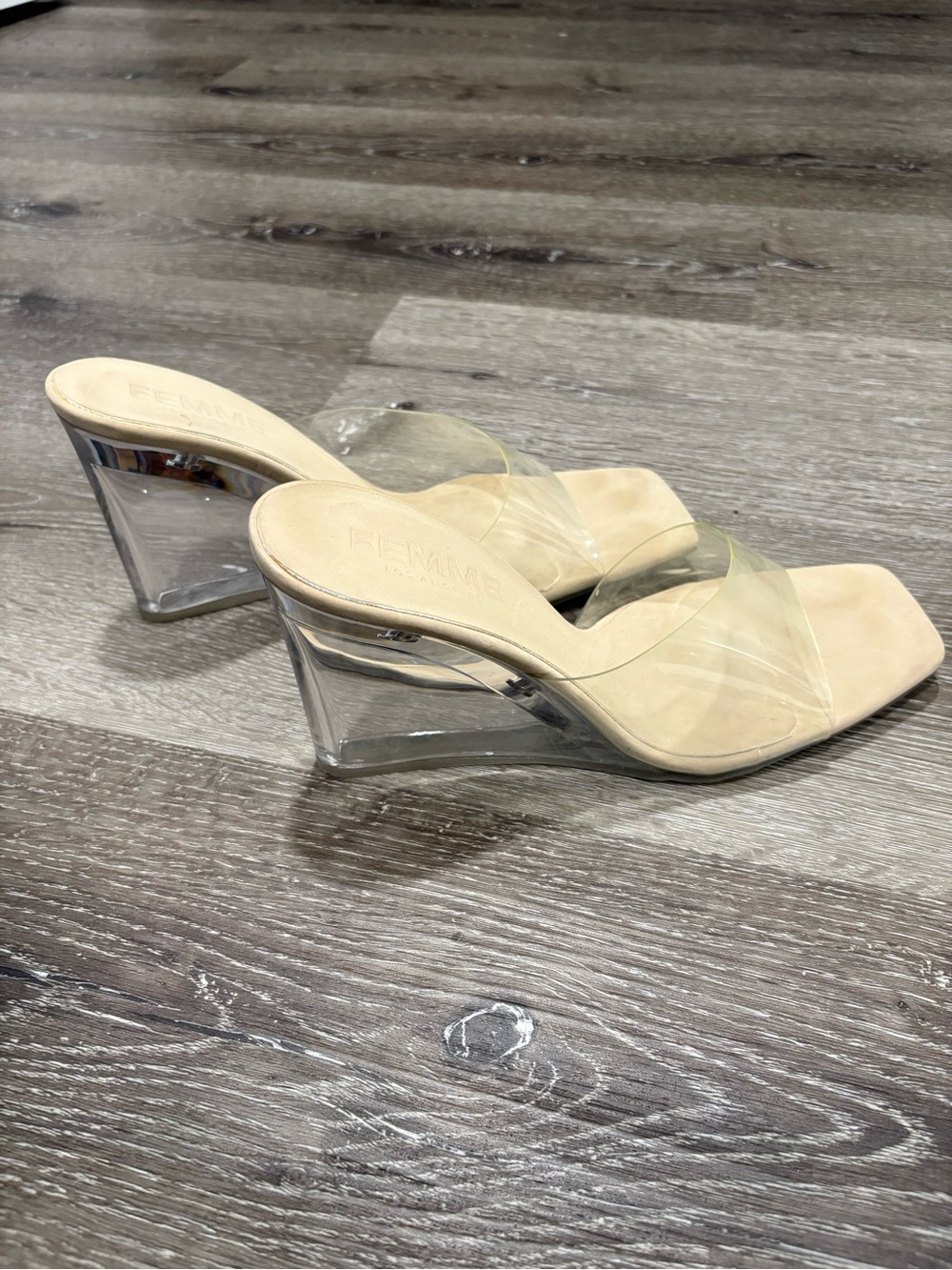 Clear wedge heels